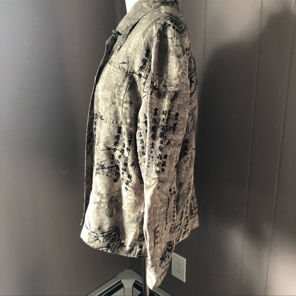 Chico’s Oriental Print Silk & Linen Pocket Shirt - Picture 5 of 11